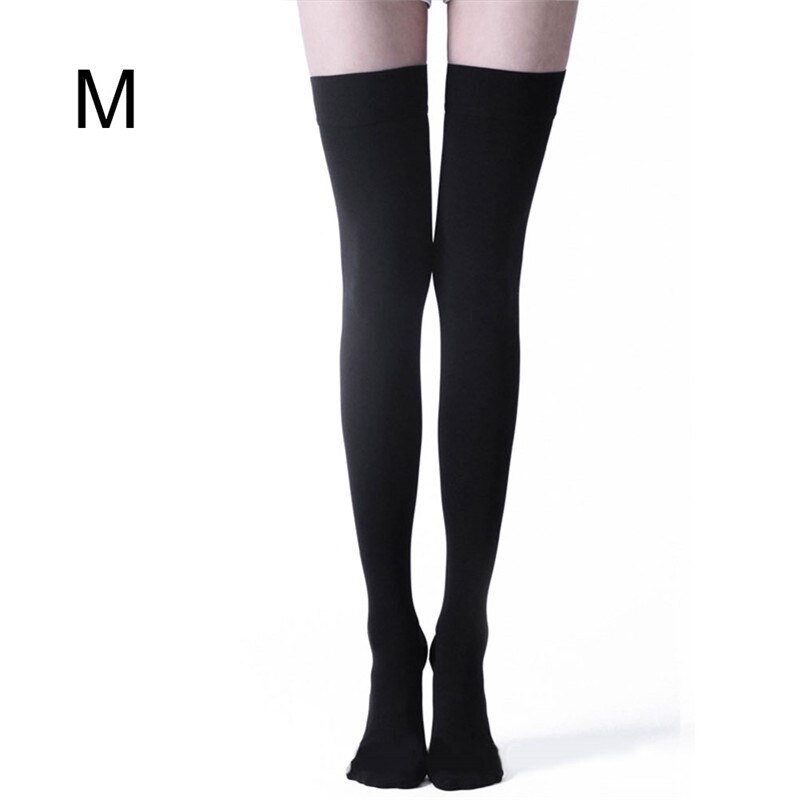 M-XXL Elastic Open Toe Knee High Stockings Calf Compression Stockings Varicose Veins Treat Shaping Graduated Pressure Stockings: Black 02 M