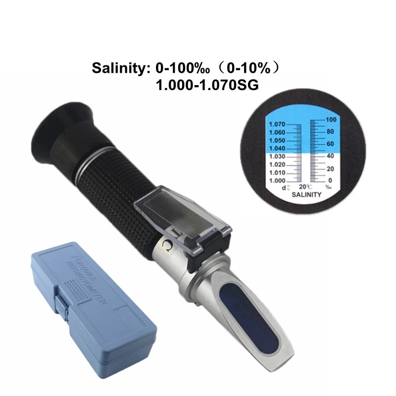 Saltindhold refraktometer håndholdt 0 ~ 10%  salt akvarietester hydrometer 1.000-1.070 sg saltmåler med atc
