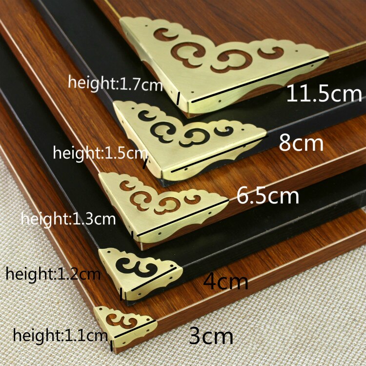 Antique Copper Clad Corner Brass Corners Cover Chinses Furniture Wooden Case Edge Protection Jewelry Box Corner Feet 11.5CM