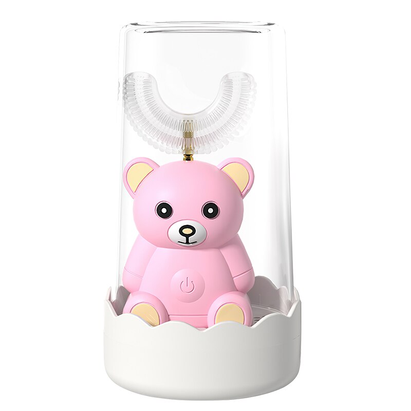 360 stopni inteligentna automatyczna elektryczna soniczna szczoteczka robić zębów U typ 4 tryby szczotka robić zębów USB ładowanie wybielanie zębów niebieskie światło: nie drying różowy