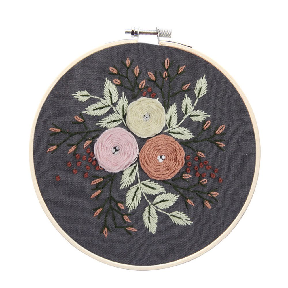 3 st blomma gräs gör det själv broderi blomma handarbete handarbete för nybörjare korsstygn kit band målning broderi båge: B