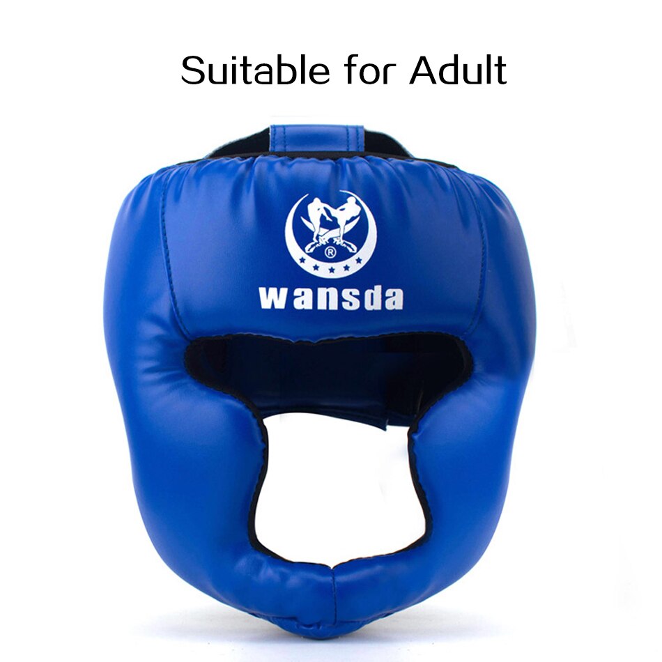 casco protector de boxeo para hombres y mujeres Pu Karate Muay Thai Lucha Libre Mma Sanda entrenamiento adultos equipos infantiles: Adults Blue