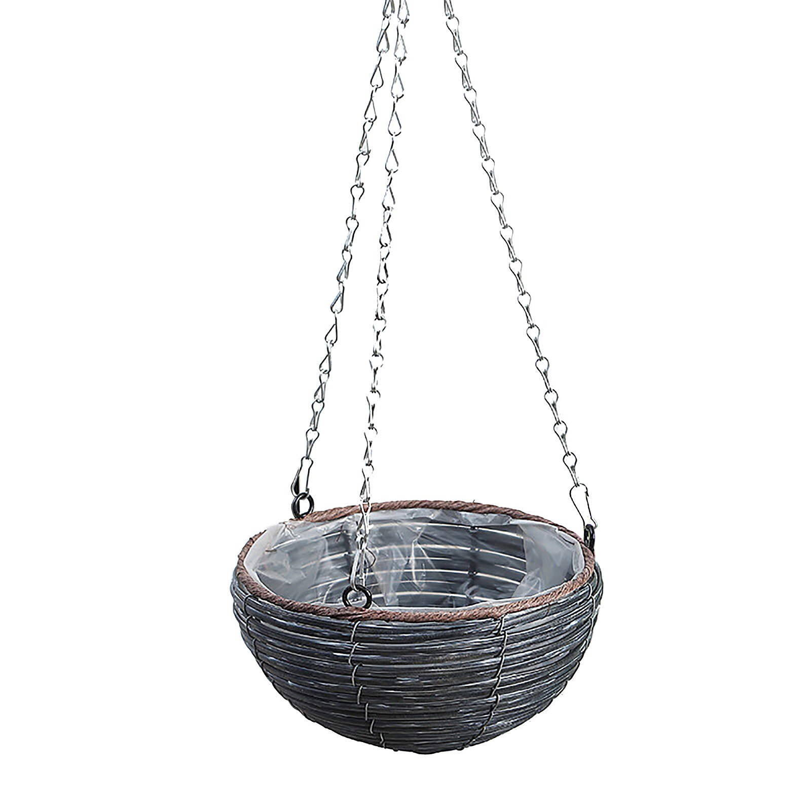 Hanging Pots Plant Basket Adornment 20*12cm 3 Colors Rural Style Plastic+iron Home And Garden Durable Flowerpot: Black 
