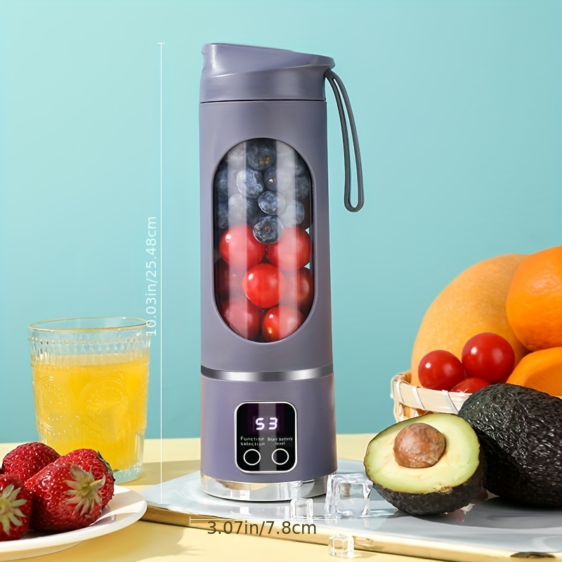 450ml Draagbare Juicer met LED Digitaal Display USB Opladen Outdoor Sap Cup Thuis Multifunctionele 12-Blade Blender 1500mAh: YELLOW