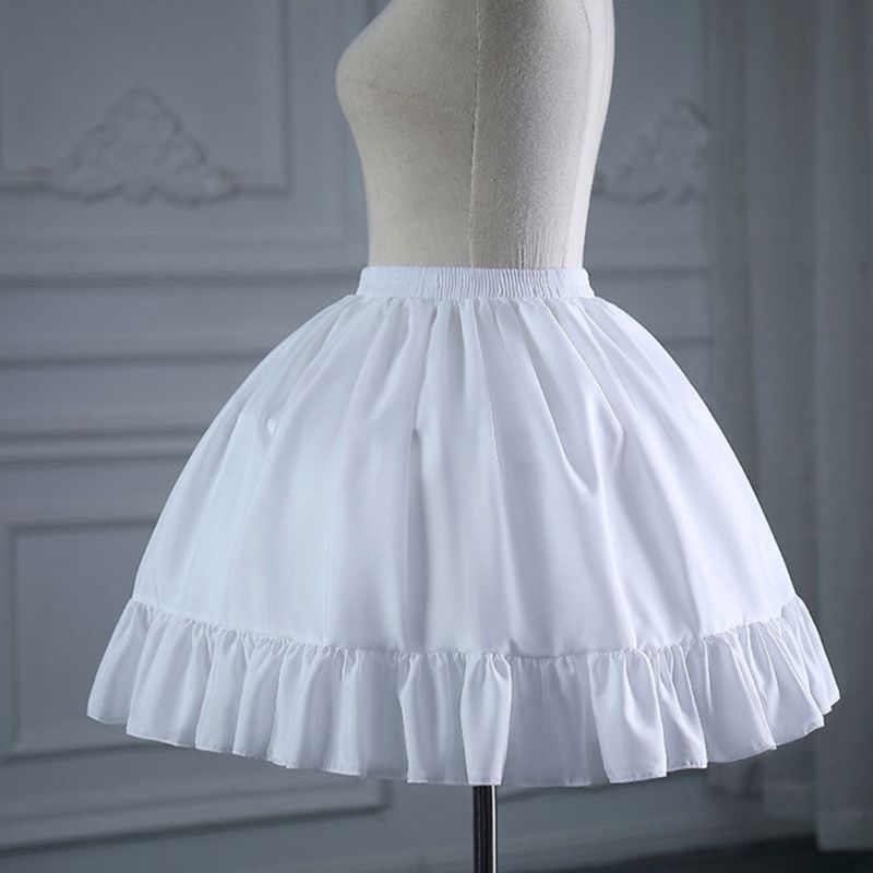 Kobiety Lolita Cosplay krótkie halki falbany 1 obręcz krynoliny podkoszulek