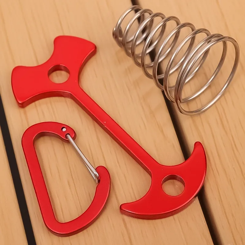 10/5PCS Lente Visgraat Dek Haringen Tent Stakes Luifel Anker Wind Touw Gesp met Karabijnhaak Dek Vaste nagels Camping Tent Haken