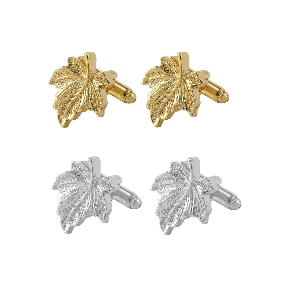 Maple Leaf Goud Zilver Kleur Plant Zakelijke Mode Franse Manchetknopen Rvs Luxe Sieraden Unisex Accessoires