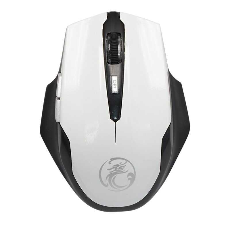 Imice ergonomische 2.4 ghz 6- knops opto-elektronische draadloze muis draadloze pc-computer gamingmuis muizen computer kantoor: Wit