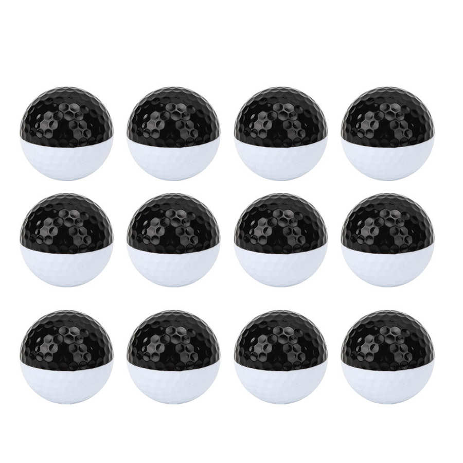 12Pcs Pu Golf Praktijk Bal Twee Layer Golfbal Zwart Wit Indoor Training Putter Indoor Outdoor Praktijk Training Accessoire