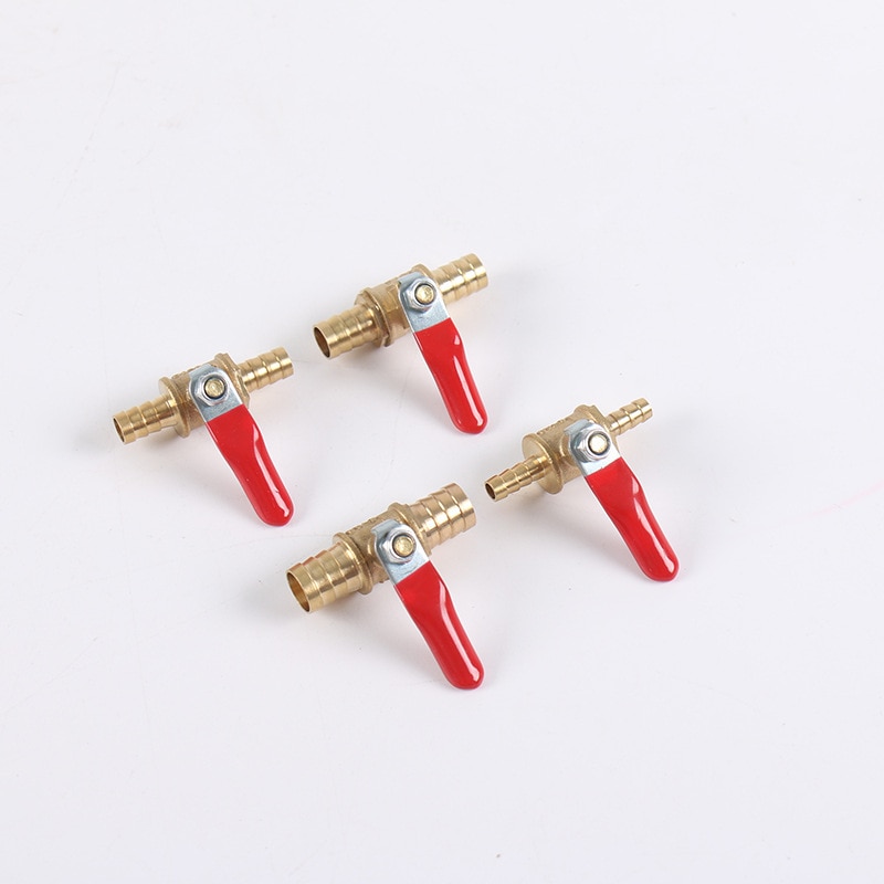 Válvula de manija de 1/4 ", 6mm-12mm, espiga para manguera en línea, latón, agua, aire, Gas, línea de combustible, cierre de válvula de bola, accesorios de tubería