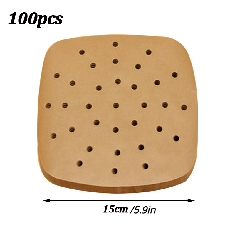 Luchtfriteuse Papier Wegwerp Luchtfriteuse Perkamentpapier Liners Antiaanbaklaag Stoomvoeringen voor Oven Magnetron Stoommand: Beige