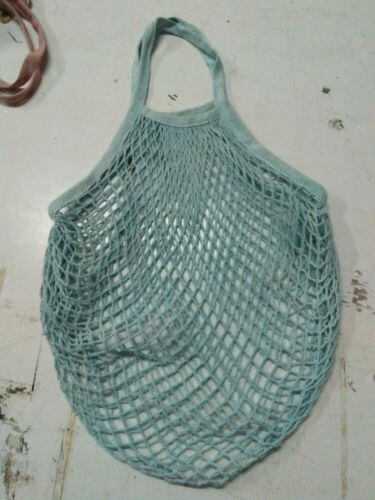 Wiederverwendbare Obst Shopping String Lebensmittelgeschäft Shopper Baumwolle Tote Mesh Gesponnene Netzbeutel: Grey Blue