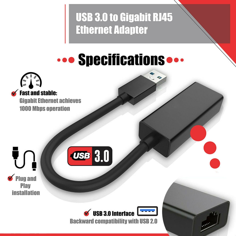 Usb 3.0 Gigabit Ethernet Lan RJ45 1000Mbps Network Adapter Voor Windows Pc Mac