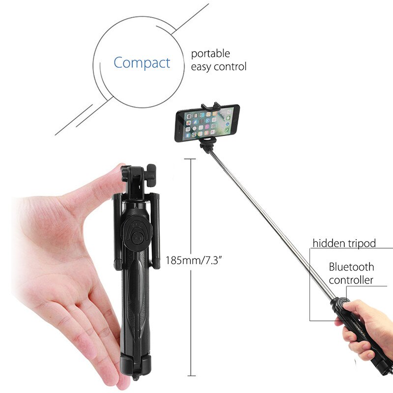 Uitschuifbare Draadloze Afstandsbediening Selfie Stok Monopod 360 Graden Rotatie Mini Statief Voor iPhone 5 6 7 8 Plus X Smart mobiele Telefoon