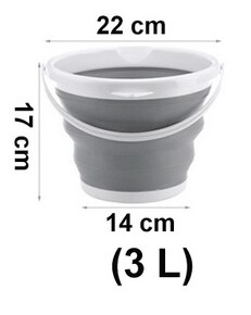 Collapsible Bucket 10L/5L/3 Portable Folding Bucket Lid Silicone Car Washing Bucket Children Outdoor Fishing Travel Home Storage: Gray-22-17cm-3l