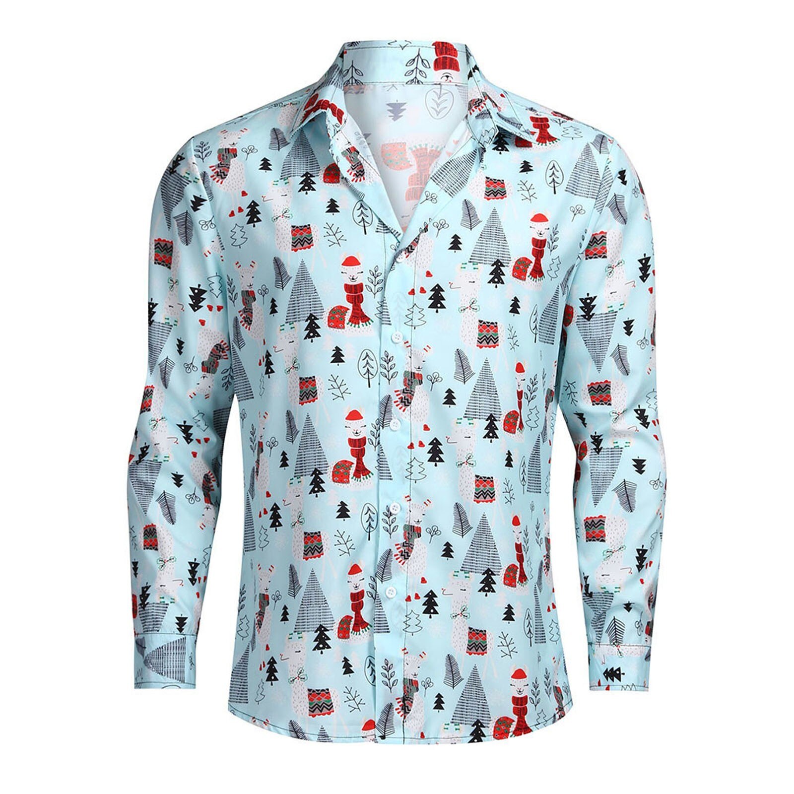 40 # Kerst Harajuku Shirt Heren Lange Mouwen Shirts Man Hip Hop Shirt Streetwear Harajuku Party Dress Shirt Blouse Tops chemise: M