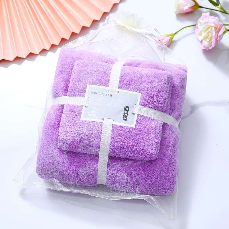 Stijl Absorberende Handdoek Haar Zwemmen Gezicht Hand Badhanddoek Coral Fleece Handdoeken Badkamer Handdoeken Microfiber Handdoek: Purple