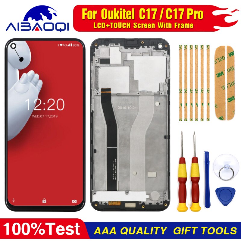 original Touch Screen LCD Display LCD Screen For Oukitel C17 pro Replacement Parts + Disassemble Tool+3M Adhesive