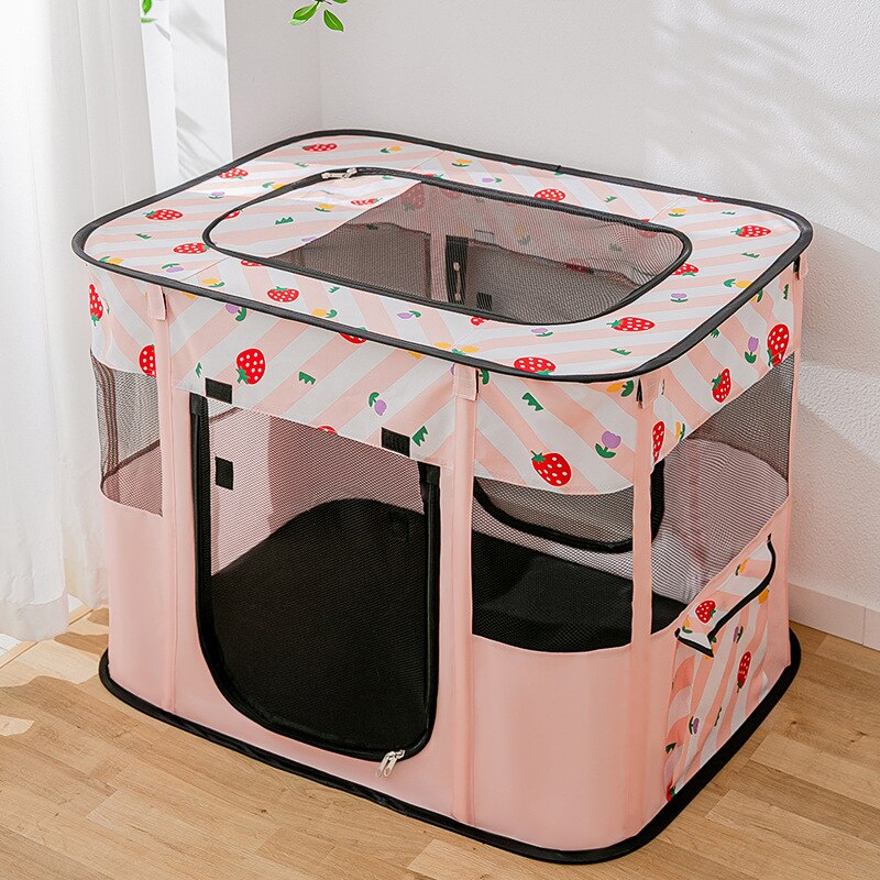2022 Vierkante Opvouwbare Huisdier Hek Gele Kat Nest Kennel Puppy Tent Mooie Kitten Hond Levering Kamer Grote Ademend Slapen Bed: square pink / L