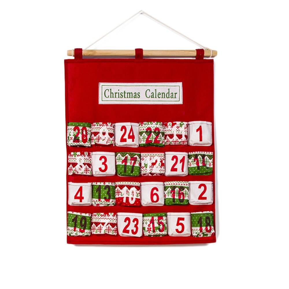 Jule adventskalender nedtellingskalender godteri sekk oppbevaring hengepose julefestival kjøkken restaurant dekor