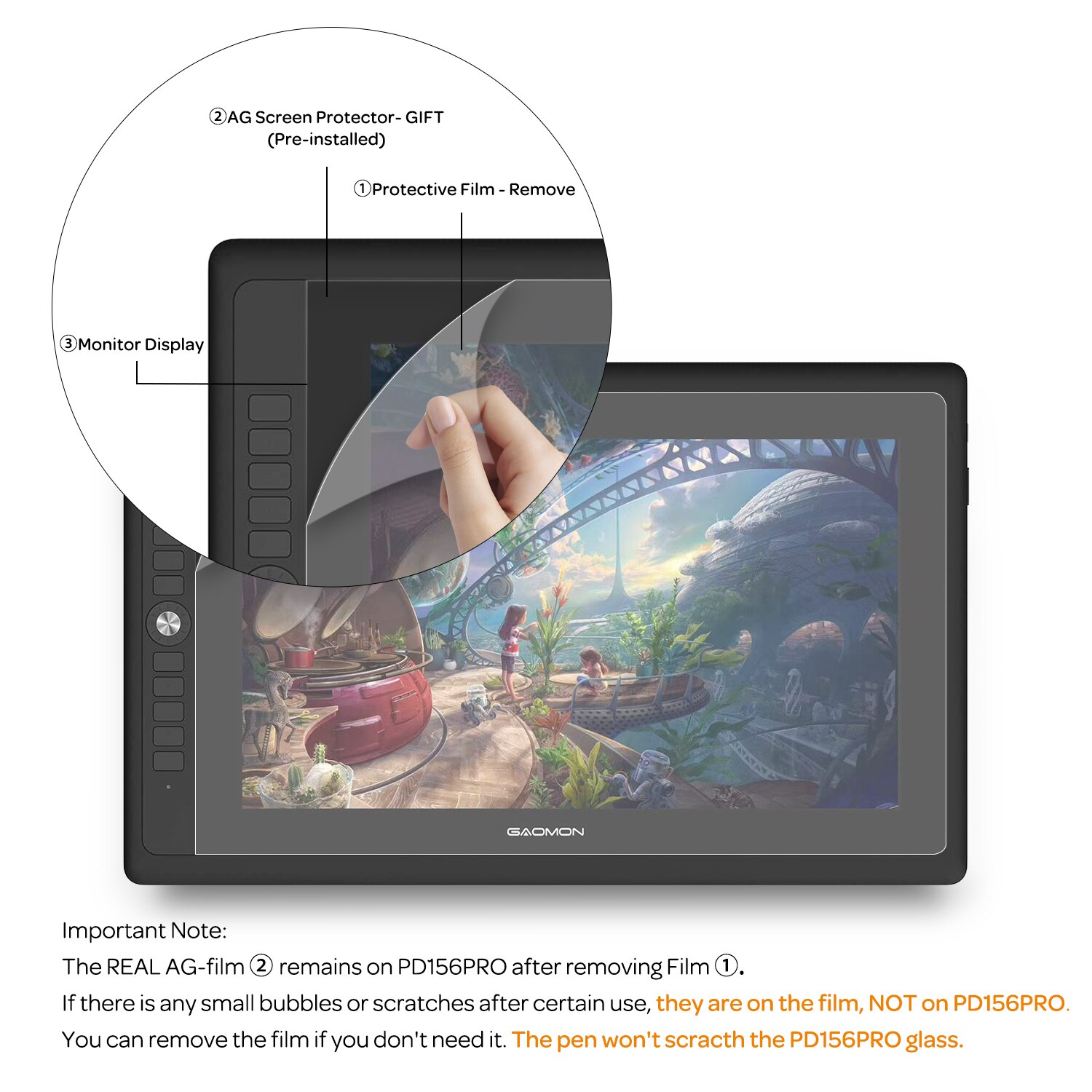 GAOMON PD1161/PD156PRO/PD2200 Pen Tablet Display/Screen Film Protector For Graphics Pen Monitor: PD156PRO Protector