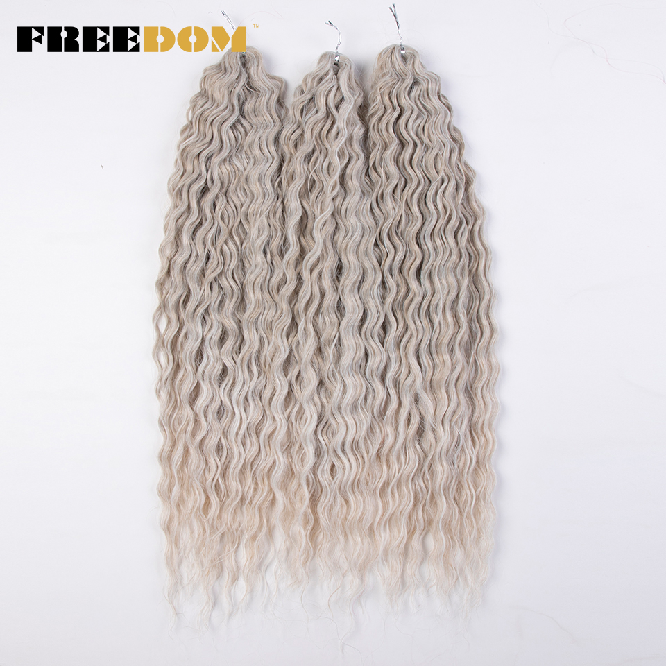 FREEDOM pelo rizado sintético para trenzas 24 pulgadas onda de agua Twist Crochet trenza pelo Ombre Rosa jengibre extensiones de cabello trenzado: 1B/27HL