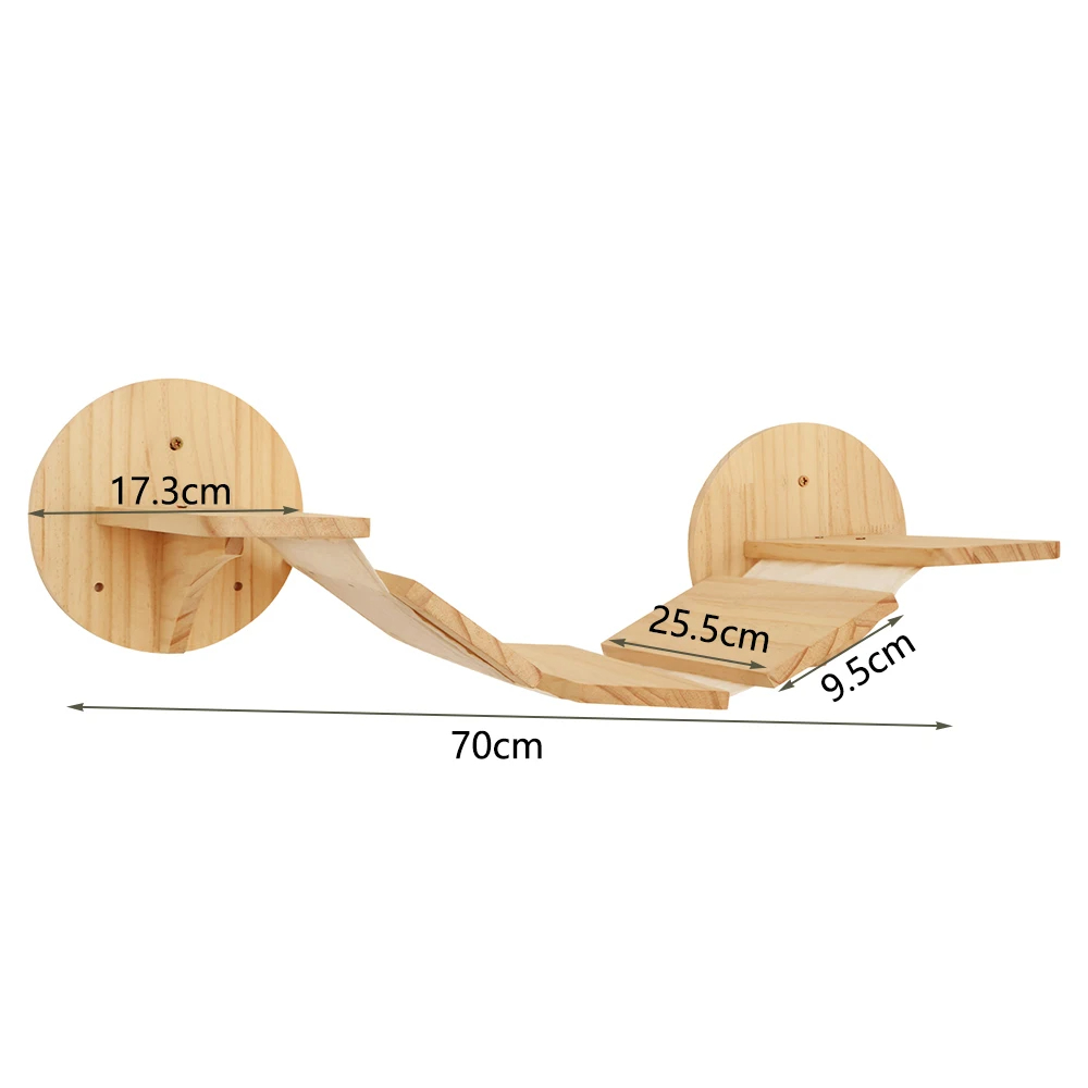 Cat Tree Wall Mounted Cat Climbing Wood Shelves Cat Jumping Platform or Hammock with Stairway for Kitten Playground Furniture: Light Grey