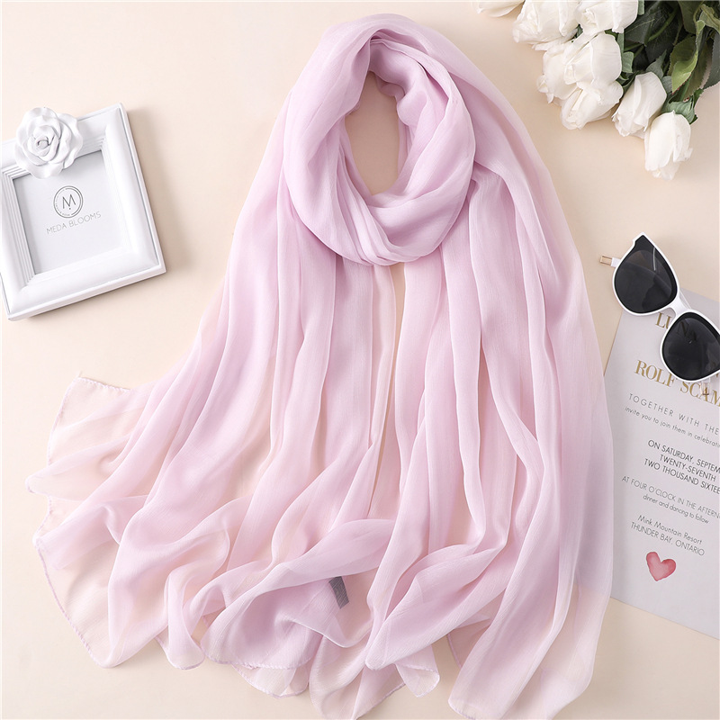 2022 Brand Women Scarf Solid Summer Silk Scarves Lady Shawl Wrap Large Size Beach Stoles Pashmina Foulard Hijab: BS13-25
