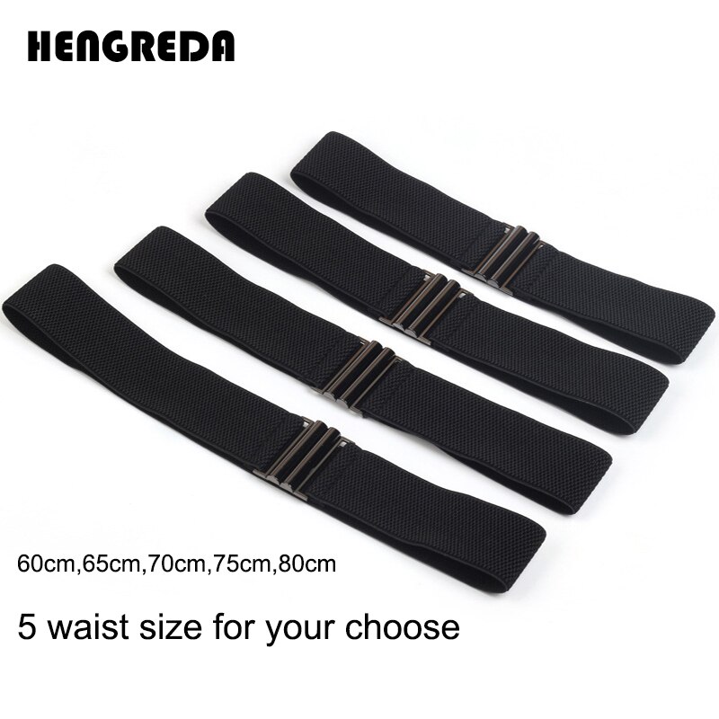 Cinturón elástico para mujeres, negro, ancho, cintura elástica, cinturón para vestido , corsé de cintura a la , hebilla de Metal para pantalones Skrit, 5 Si