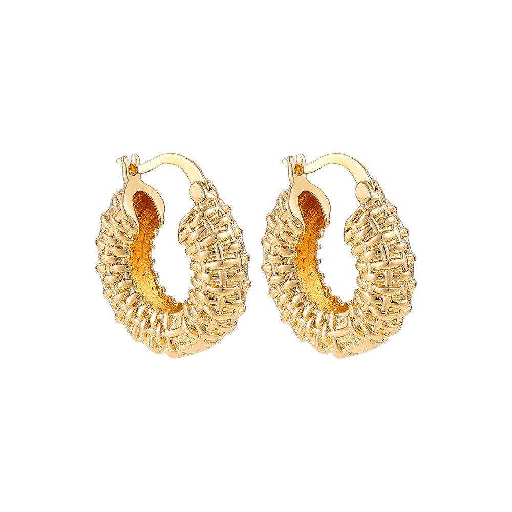 Boucles d'oreilles géométriques en forme de U pour femmes, créoles dorées créatives en cuivre épais martelé irrégulier, de fête, 2022: 21929 5