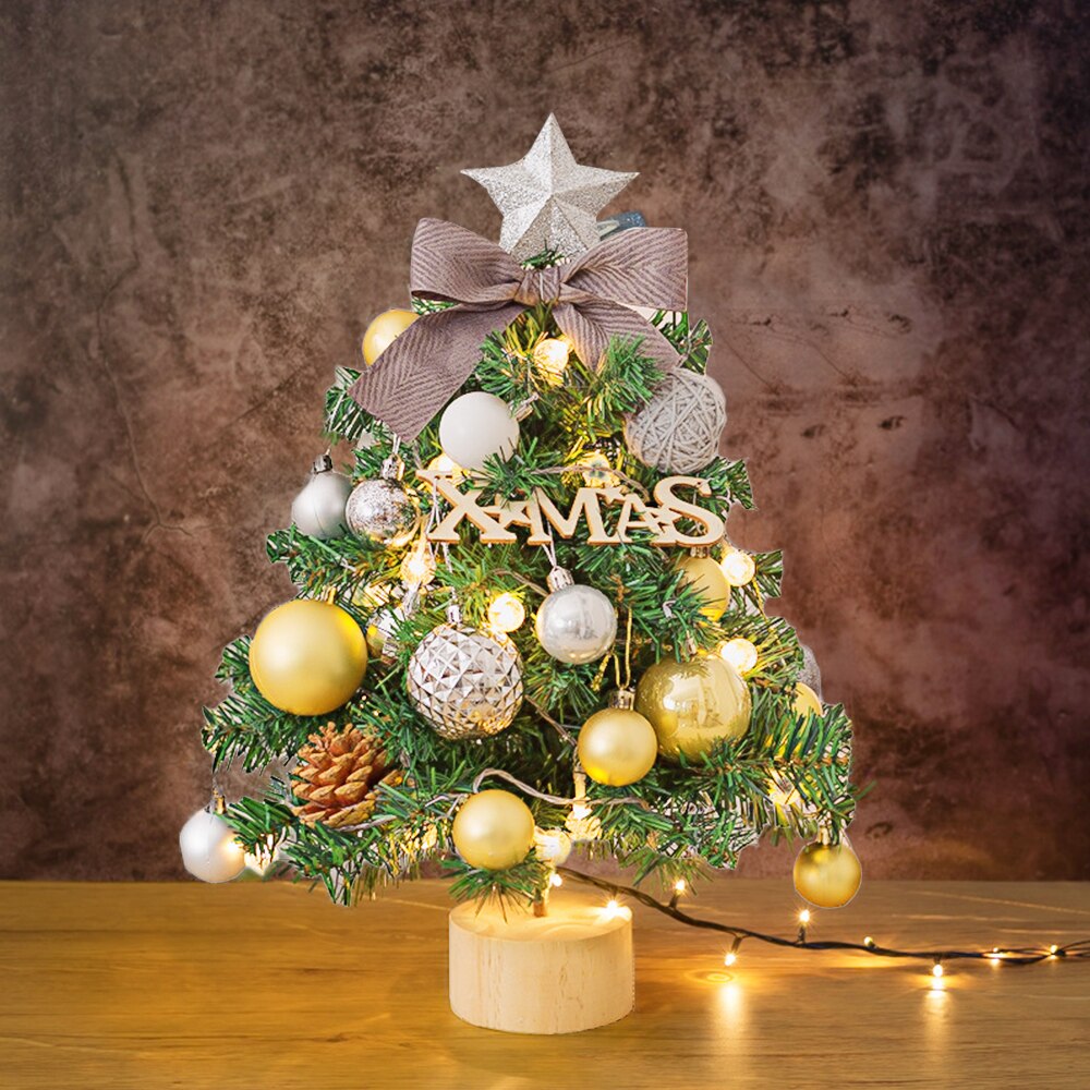 Desktop Mini Christmas Tree Led Lights Home Decoration Tabletop Pine Tree Xmas Tree Christmas Decoration Ornament Year