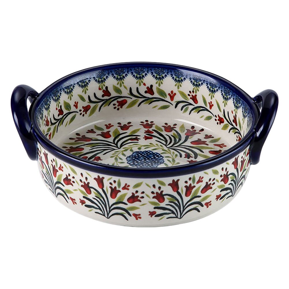 Baked Rice Serving Bowl Double Handle Ceramic Bakeware Condiment Mixing Bowl: Assorted Color One21