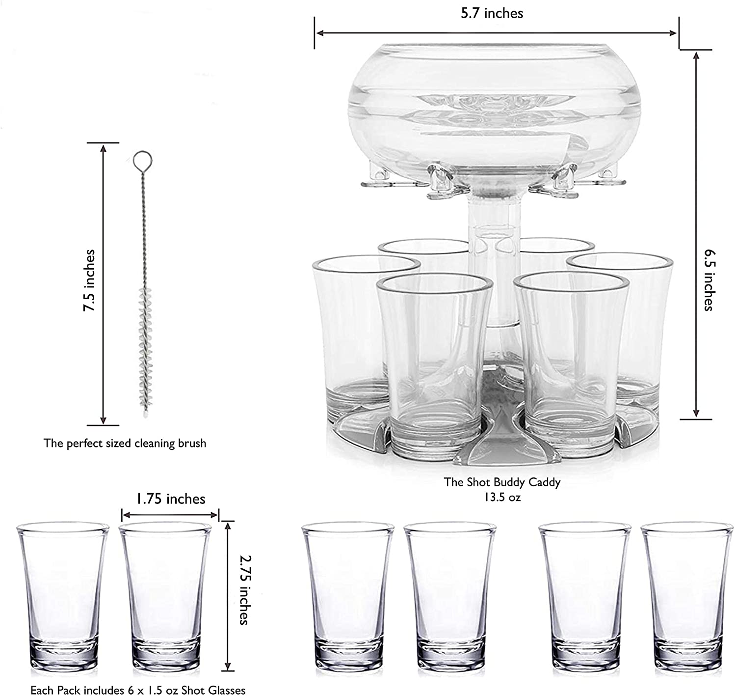 Acryl Materiaal 6 Shot Dispenser Houder Carrier Caddy Liquor Dispenser Wijn Whisky Bier Dispenser Holder Drinken Games Gereedschap