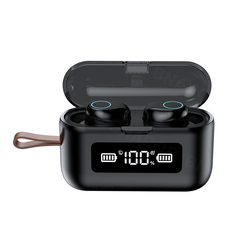 Tws Bluetooth Oortelefoon Met 2000Mah Opladen Case Led Display Draadloze Hoofdtelefoon Headsets Waterdichte Oordopjes Met Microfoons: Black 2