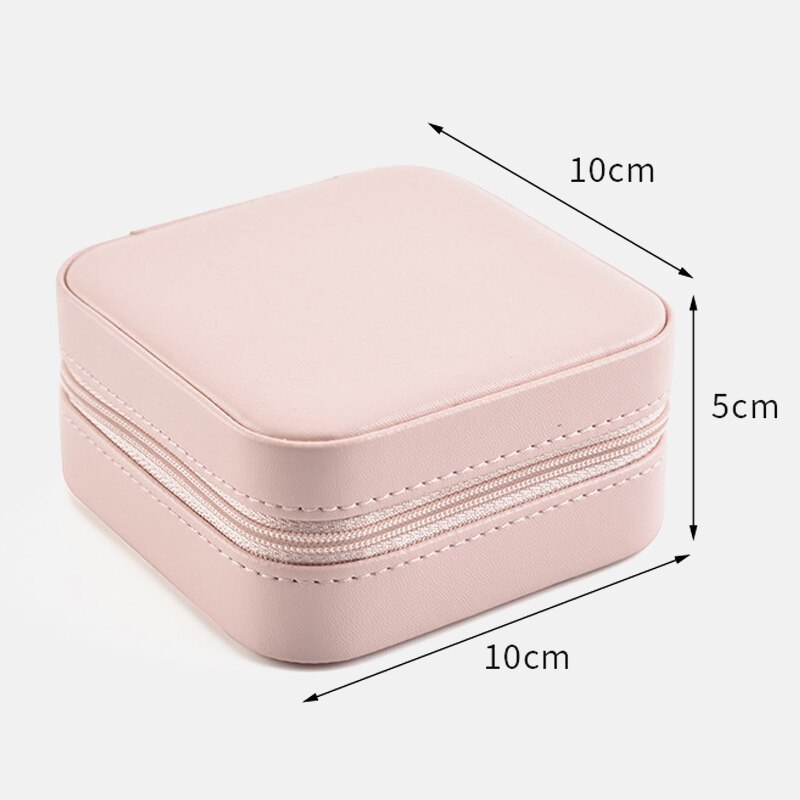 Small Size Jewelry Organizer Display Travel Jewelry Case Boxes Portable Cosmetic Zipper Leather Storage Jewelry Box Rangement