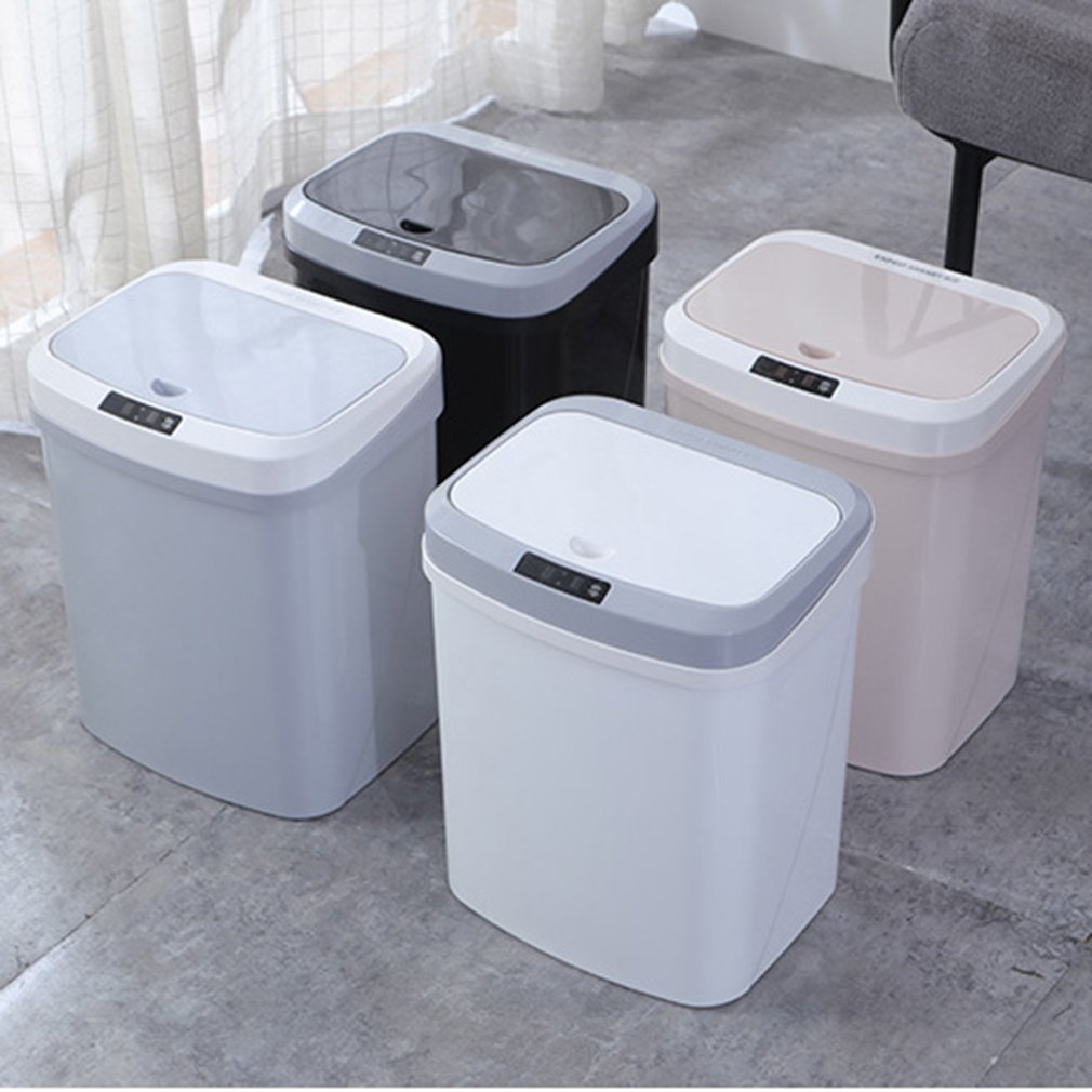 Intelligent Sensor Trash Can Household Mute Electric Cover Trash Can Charging Version Induction Plus Vibration