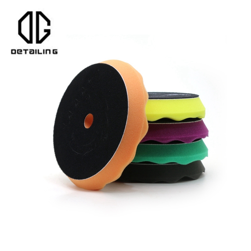 DETAILING Car Polishing Kit Buffing Pad Set Foam Sponge Waxing Pad Kit Tool For Polisher DA/RO/GA Auto Care Buffing Pads: Wave Sponge / Orange