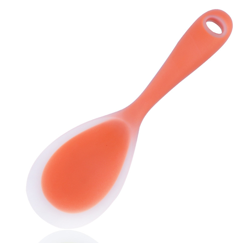 1pc Cooking Supplies Kitchen Tool Silicone Paddle Non-stick Rice Server Soft Heat Resistant Rice Spoon Spatula Sushi Rice: Orange