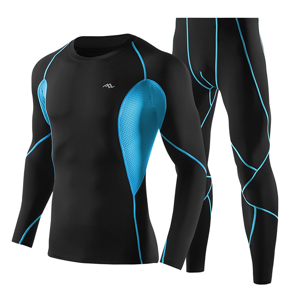 Männer 2 stücke trainieren einstellen Sport Anzug Fitnessstudio Fitness Kompression Kleidung Laufen Joggen Sport ÜSpund trainieren Sport Lauf Anzüge: Blau / M