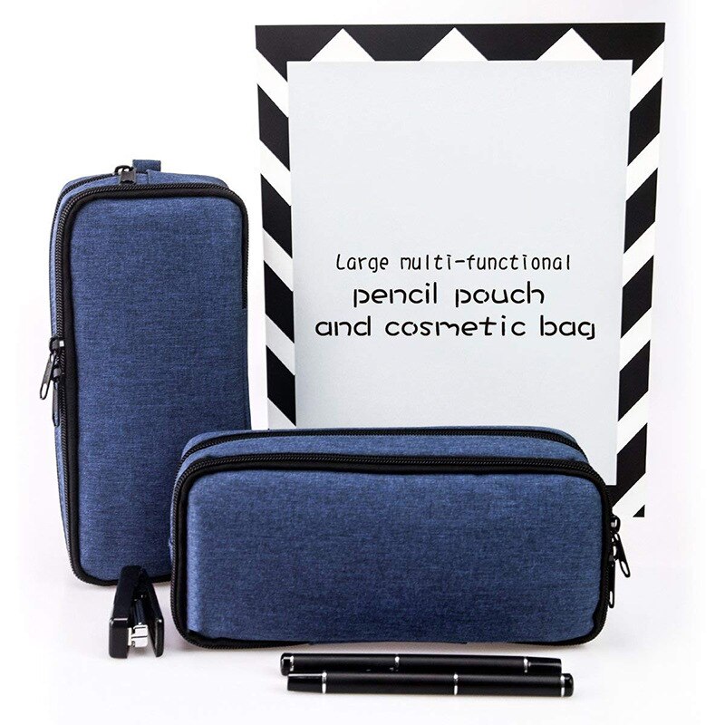 Japanse Koreaanse Briefpapier Effen Kleur Creatieve Eenvoudige Persoonlijkheid Dubbele Rits Student Grote Capaciteit Briefpapier Tas