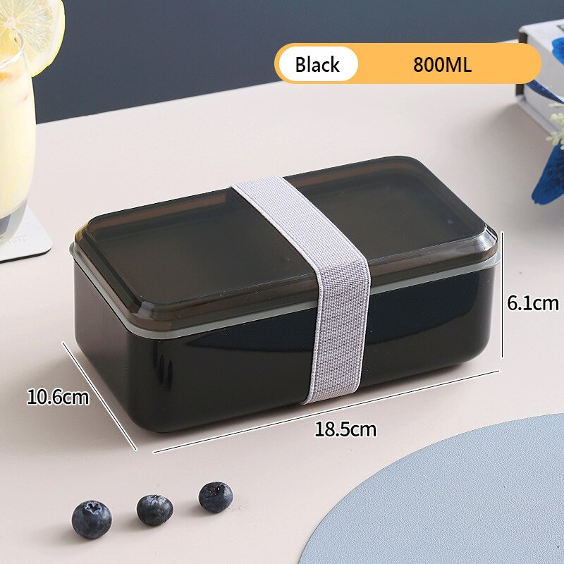 Portable Lunch Box Set Picnic Japanese Snack Bento Box Women Kitchen Food Storage Containers Office Worker Microwave Tableware: 1 Layer Black 800ML