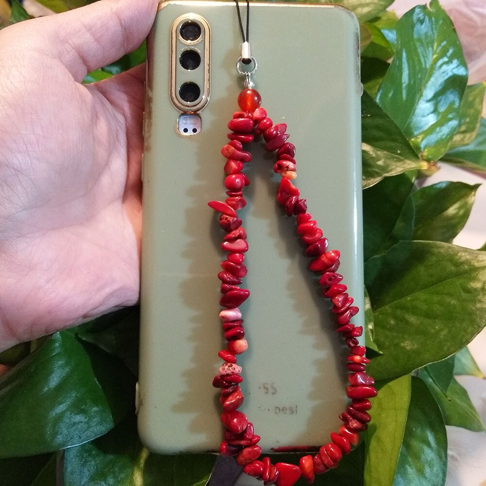 Trendy Stone Pearl Beads Mobile Phone Chain For Women Girls Cellphone Strap Anti-lost Lanyard Hanging Cord Jewelry: F