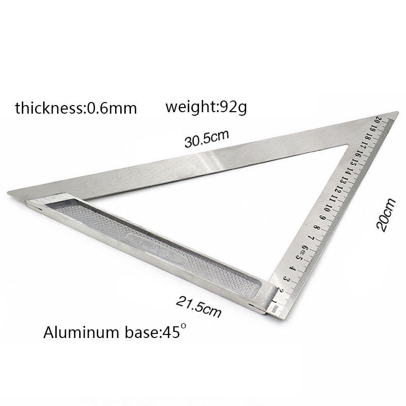 200mm length Triangle Ruler 90 Degree Square Thick Stainless Steel Triangular rule Woodworking tool measurement and drawing