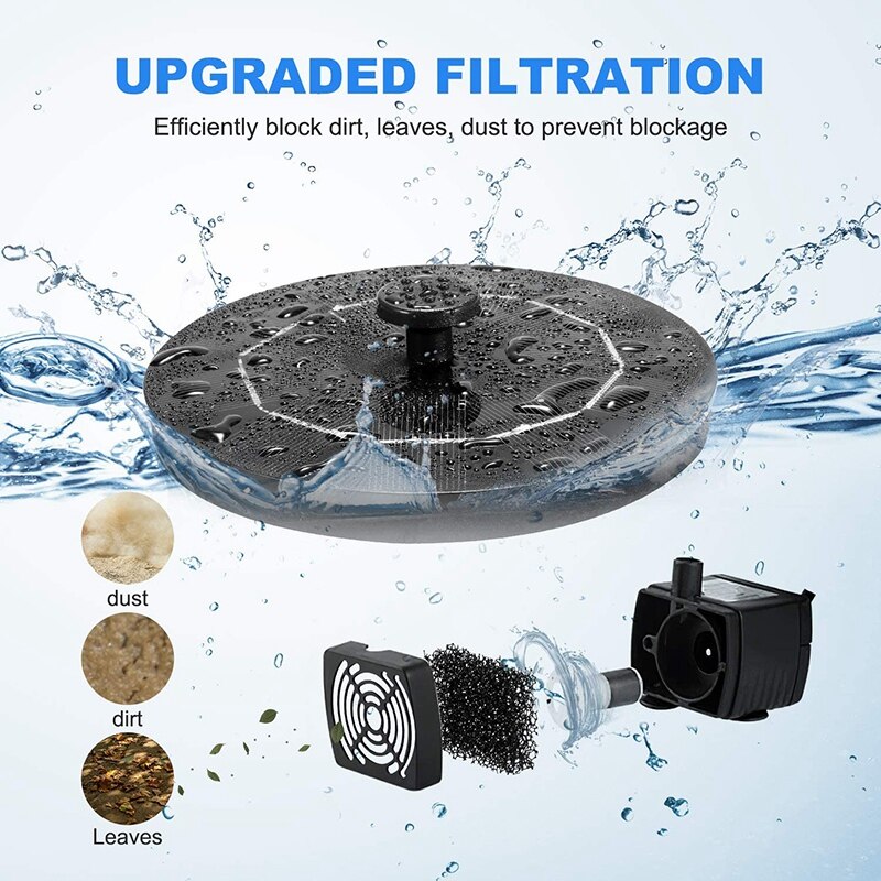 Vogel Bad Solar Fontein Pomp, 3W Zonne-energie Fontein Pomp Met 9 Nozzles, solar Vogel Bad Fontein, Geschikt