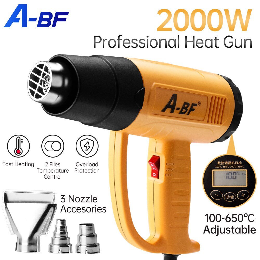 A-BF Elektrische Heat Gun Industriële Heteluchtpistool Thermoregulator Krimpfolie Heater Nozzle Power Tool 2000W Verstelbare Warmte Droger