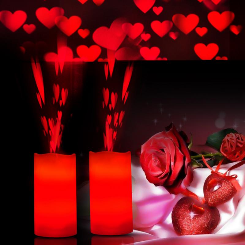 Christmas Decors AA battery powered remote control LED candle light Christmas rotating paraffin candle projection lamp