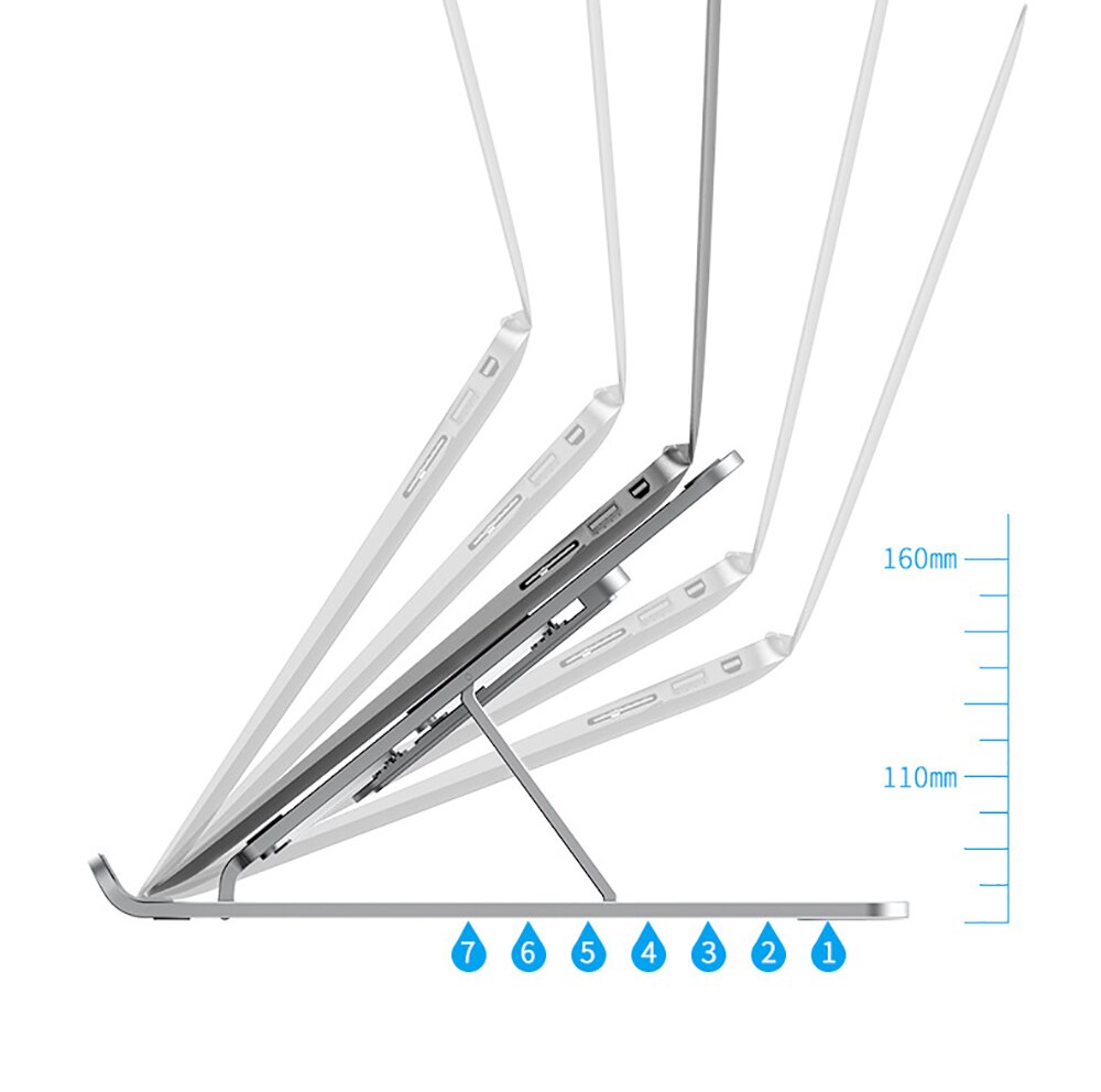 Tragbarer laptopständer aus aluminiumlegierung, faltbarer notebookständerhalter für macbook pro air, lapdesk-computer-kühlhalterung