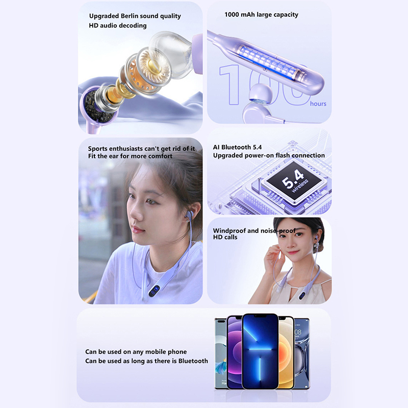 Xiaomi 5.4 LED Display Stereo Wireless Earphones Gaming Headphones Sports Waterproof Hanging Neck Headphones Headset