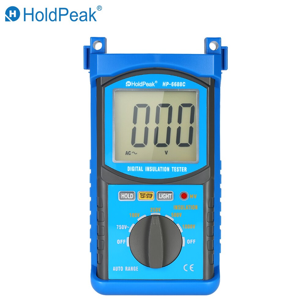 HoldPeak Auto-range LCD Digital Insulation Resistance Tester Megohm Meter Megger Megohmmeter DC100V/250V/500V/1000V Voltmeter