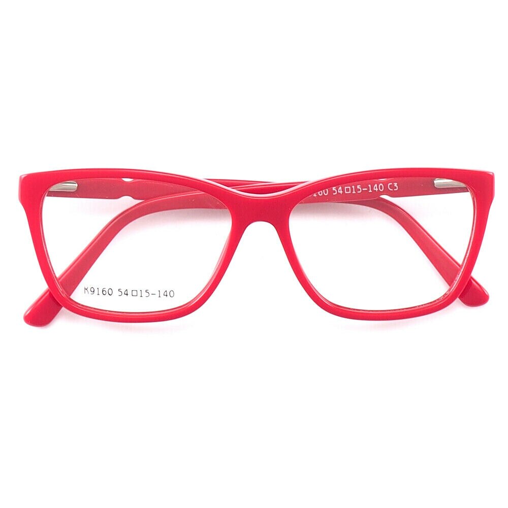 Monturas de gafas cuadradas a la para mujer, lentes ópticas con de ojo de gato, graduadas, en colores rosa, amarillo, azul y rojo: Red c3